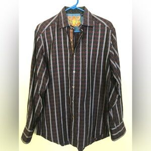 Robert Graham Monogram Men’s Striped Shirt Size Medium